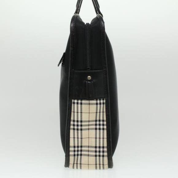 BURBERRY Nova Check Hand Bag Nylon Black Auth 36240 - Picture 3 of 10